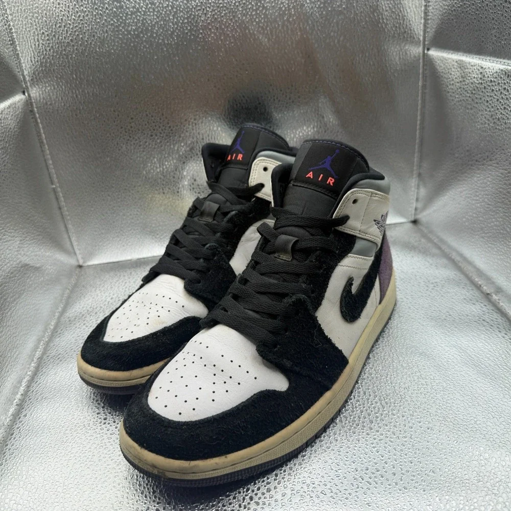 Size 8 Air Jordan‎ 1 SE Mid Top Varsity Purple White Mens Sneakers 852542-105